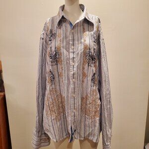 English Laundry Christopher Wicks Men's Long Sleeve Dress Striped Shirt Size XXL